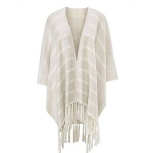 CAbi fringe striped poncho sweater